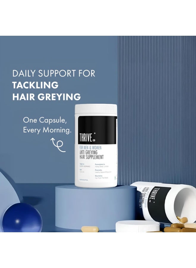 ThriveCo Anti Greying Hair Supplement | Delays Premature Greying | Restores Natural Hair Pigment | Nourishes Hair | For Men and Women | 100% Drug-Free, Multi vitamin Capsules | 30 Capsules 100g - Image 3